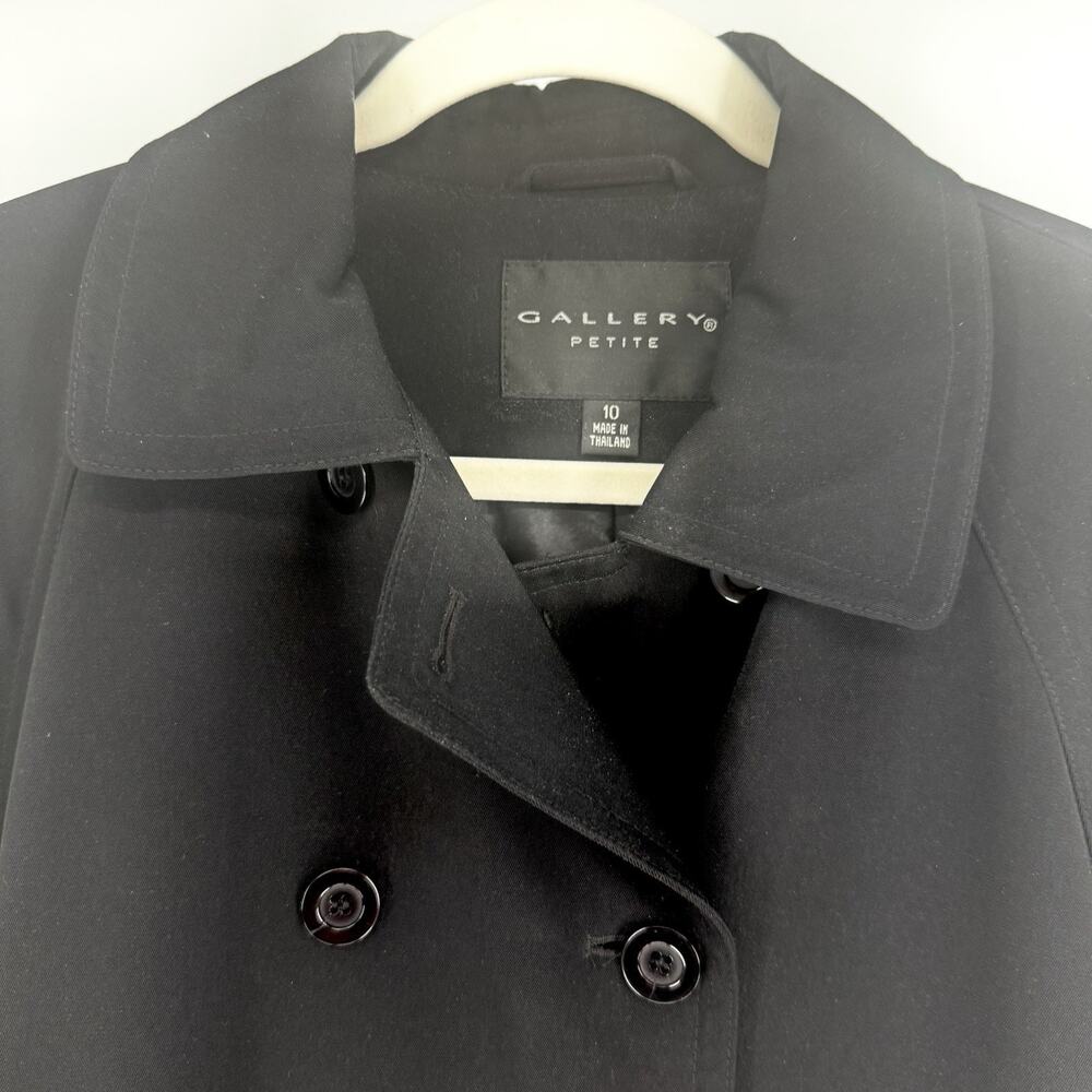 Petite Classic Long Black Trench Coat Women 10 Gallery Minimal Capsule Wardrobe - Picture 2 of 6
